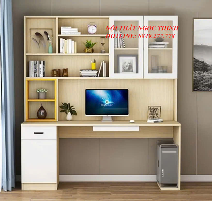 bàn làm việc kết hợp tủ sách Ngọc Thịnh