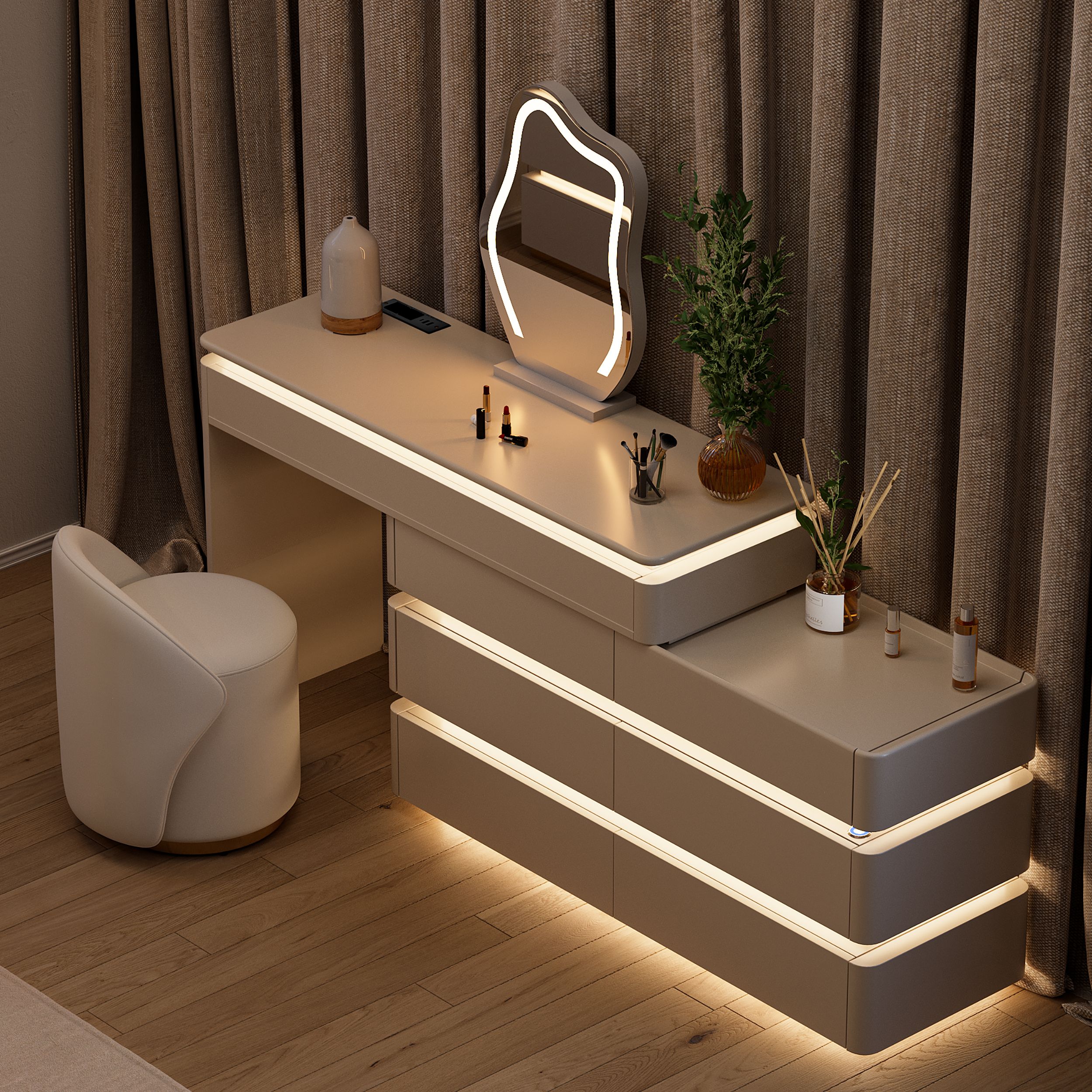 Bàn trang điểm gắn đèn led