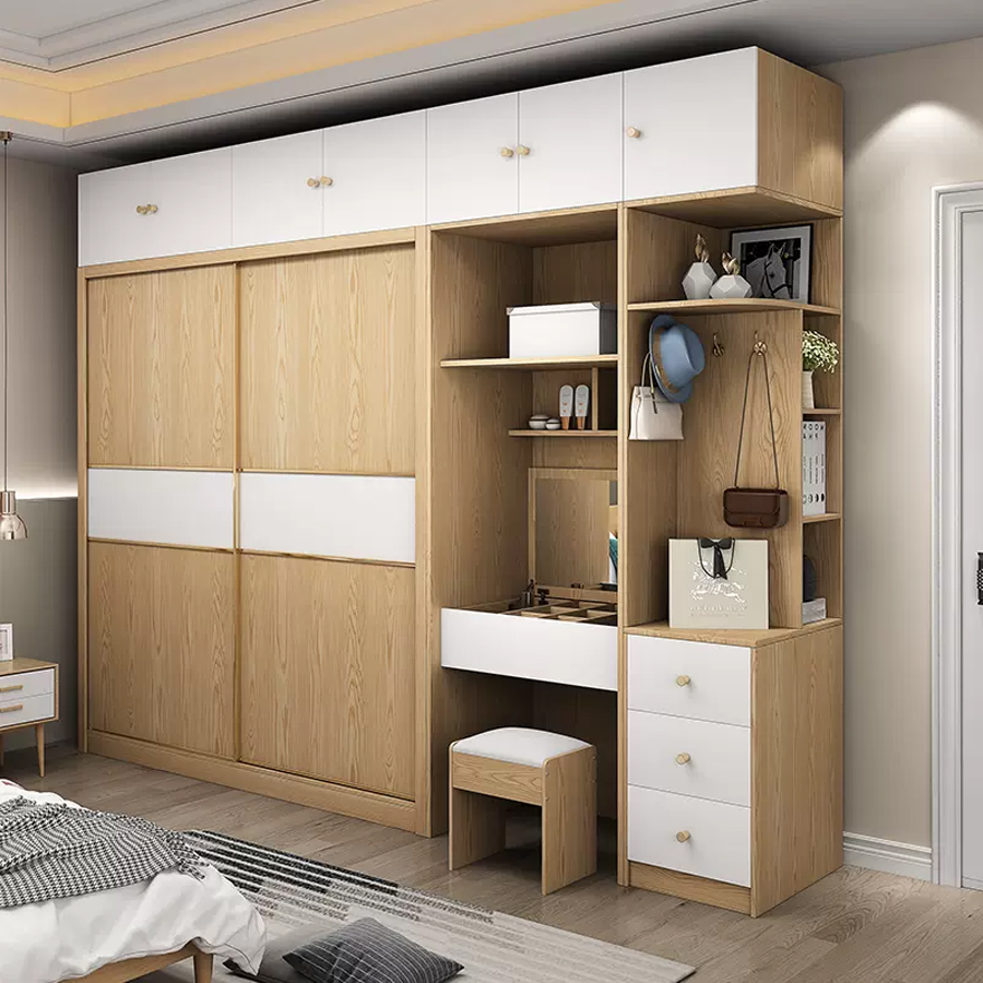 Tủ áo cửa lùa kết hợp bàn làm việc Ngọc Thịnh